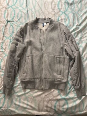 H&M Light Gray Bomber Jacket - Zip Front